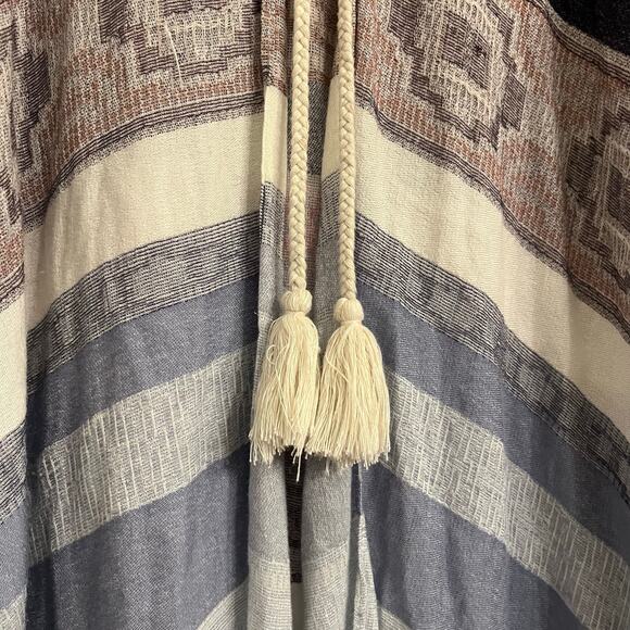 CASLON Kimono Women One Size Knit Southwestern Aztec Festival Fringe Blue Boho - Picture 5 of 16